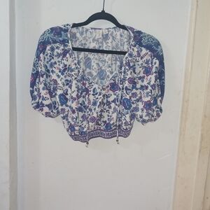 Floral Blue and Purple Women's Top